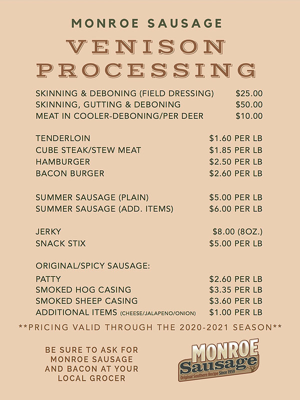 Venison Processing Prices Venison Processing Prices